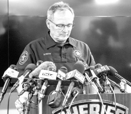 Kenosha Sheriff David Beth speaks at a news conference on Wednesday, Aug. 26, 2020, in Kenosha, Wisconsin. (Brandon Bell/Getty Images/TNS)